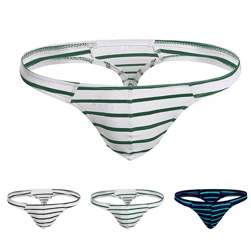 Мужские трусы с низкой талией сексуальные трусики принтом в полоску дышащие