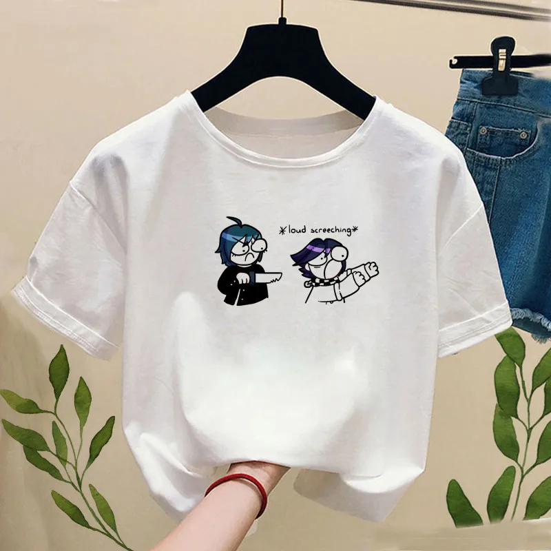 

Janpan Anime Kokichi Oma T-shirt with Print Women Fashion Truth and Lies Game Funny Graphic Tee Shirt Casual Short Sleeve Tops