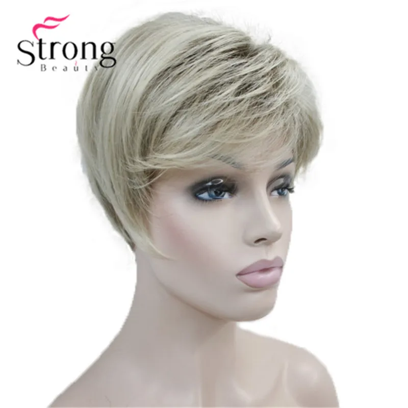 R10-26 StrongBeauty короткий слоистый блонд лохматый Классический колпачок полный синтетический парик выбор цвета - Цвет: R10-26