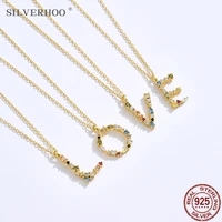 925 sterling silver new necklaces for women gold color 26 letter pendant necklaces shining zircons lady s925 necklaces jewelry