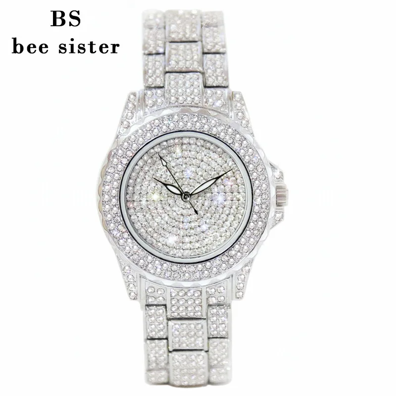 

Женские кварцевые часы с бриллиантами, из нержавеющей стали