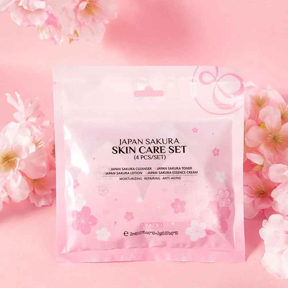Girly Four Steps Japan Facial Cleanser Moisturize Toner Anti-wrinkle Lotion Smooth Anti-acne Face Cream Facial Skin Care
