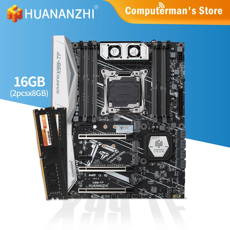 Verkauf HUANANZHI X99 TF X99 Motherboard Combo Kit Set Speicher 2*8G DDR4 NICHT-ECC 2400 Speicher M.2 NVME USB ATX