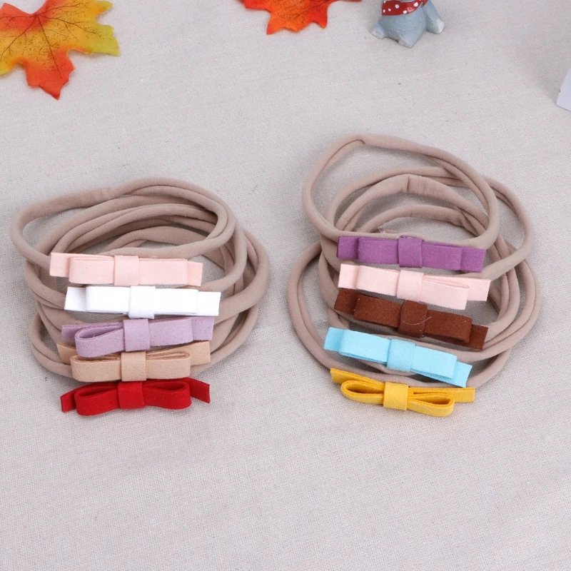 

Top Quality 10Pcs Newborn Headwear Bows Leather Bow Elastic Nylon Headband Hair Accessories