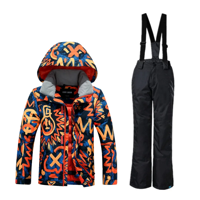 set 8 BLACK pant GS детский горнолыжный костюм,лыжный костюм для мальчика,kids ski clothes,горнолыжный костюм для мальчика - Цвет: set 8 BLACK pant