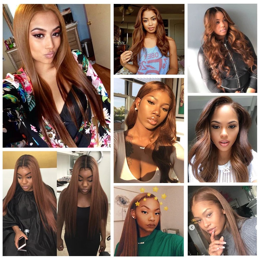 

Wholesale Light Brown Body Wave Hair Weave Bundles Brazilian Human Hair Extension #4 Light Brown Color Luxe Diva Remy Bulk