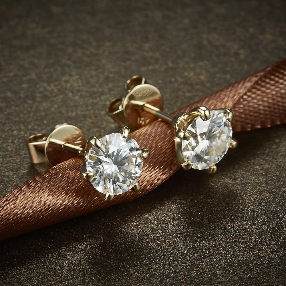 Женские круглые серьги гвоздики nicheems однотонные из желтого золота 14 к 585 пробы 6