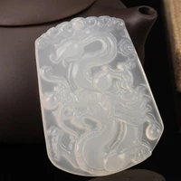 agate white frost wyrm pendant seiko carved high ice transparent zodiac dragon pendant