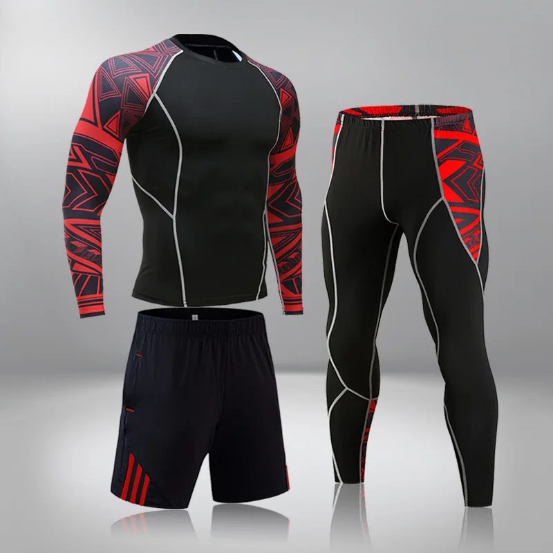 

Men's Clothing Compression Men T-shirt + Leggings Rashgard Kit Long Sleeves Top For Fitness Man Tracksuit Thermal Underwear Sets