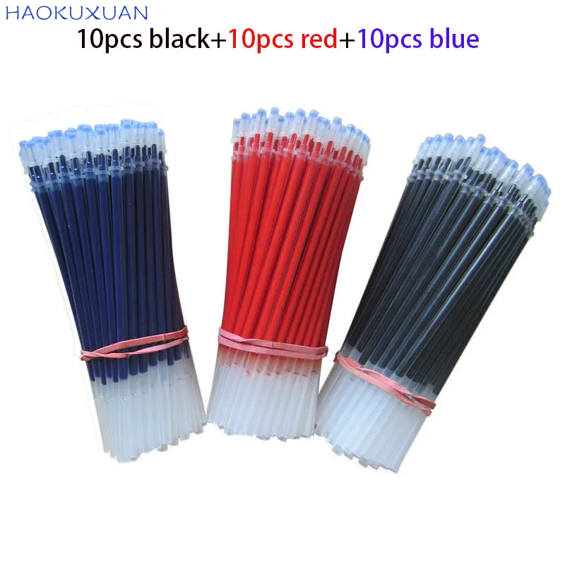 

32pcs/lot Gel Pen Refills Set 0.5mm Black Blue Red Gel Ink Replaceme Press Pen School Office Writing Stationery