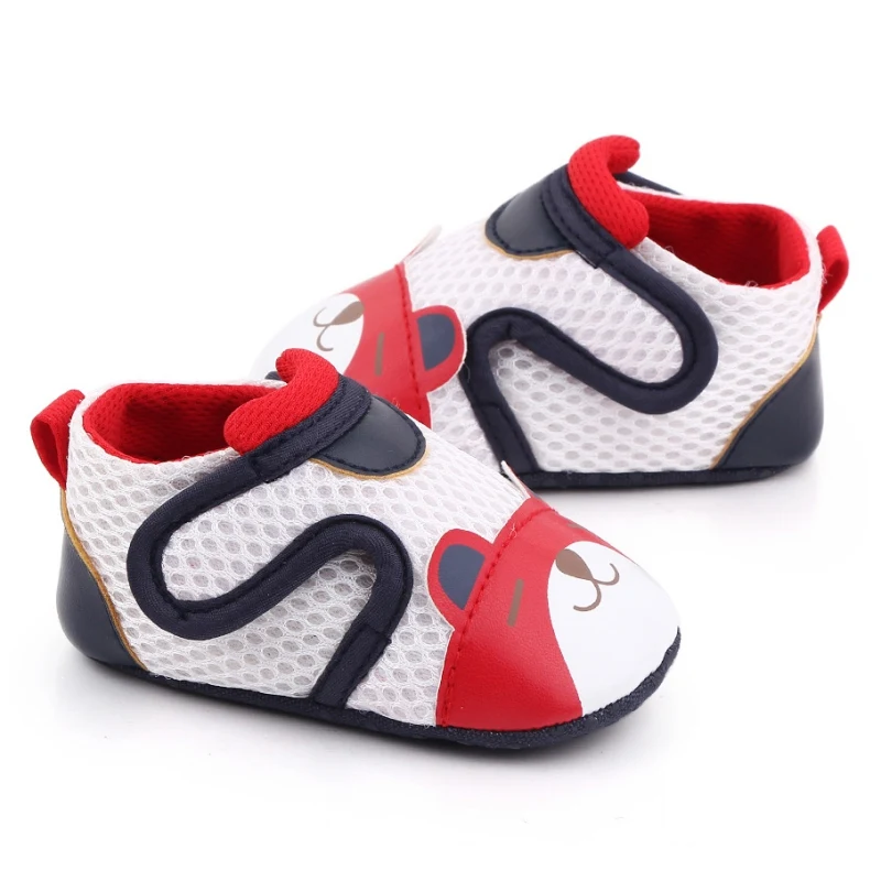 

new toddle Boy Girl shoes Mesh Splicing PU cute cat Cotton Sole Anti-slip Infant kid shoes Newborn Moccasins First Walkers