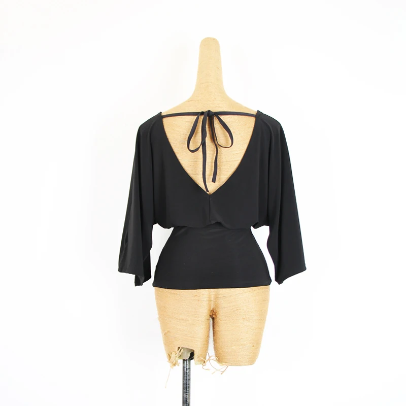 

Latin Dance Tops Women Sexy Backless Black Practice Clothing Female Rumba Performance Shirt V-Neck Modern Dance Clothing DQL2230
