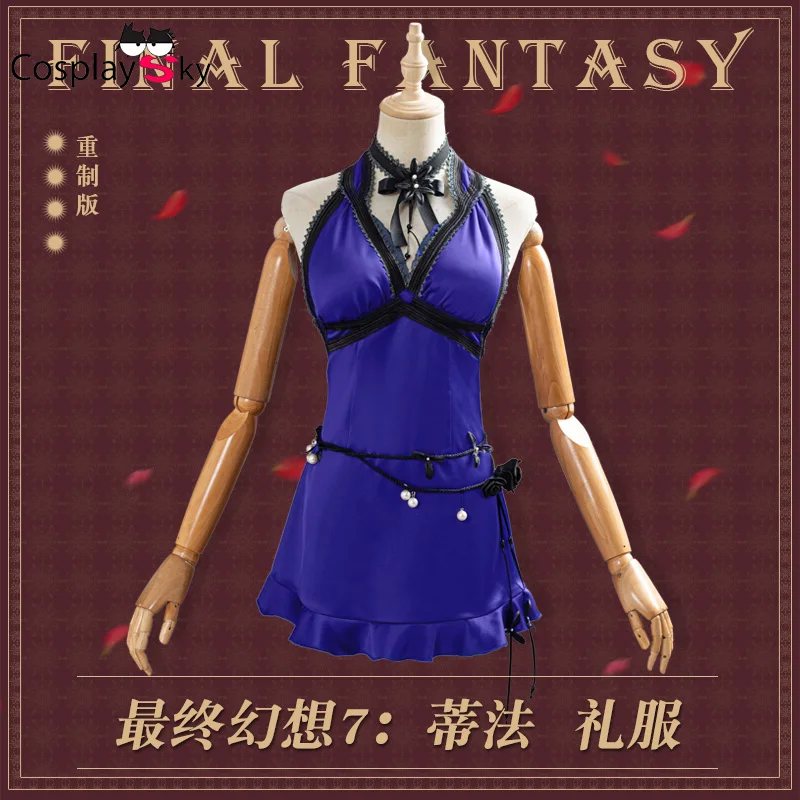 Аниме Последняя Фантазия 7 переделка Tifa Lockhart синее платье для Вечерние