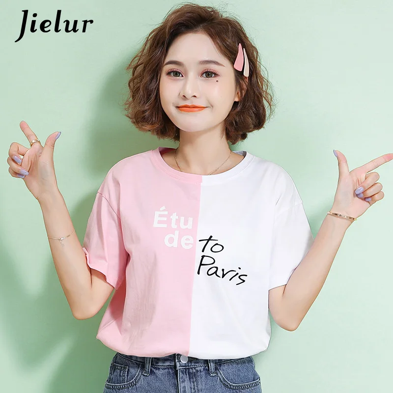 Jielur новые женские футболки 2021 для отдыха Цвет черный белый желтый Большие