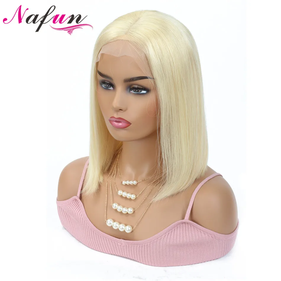 Nafun 13X4 613 парики из натуральных волос на шнуровке перуанские короткие remy волосы