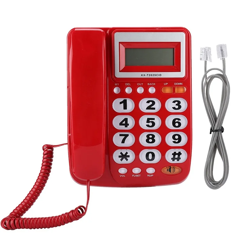 Офисный стационарный телефон с ID звонящего дисплей telefono inalambrico де Каса большие кнопки Функция шумоподавления калькулятор - Цвет: Красный