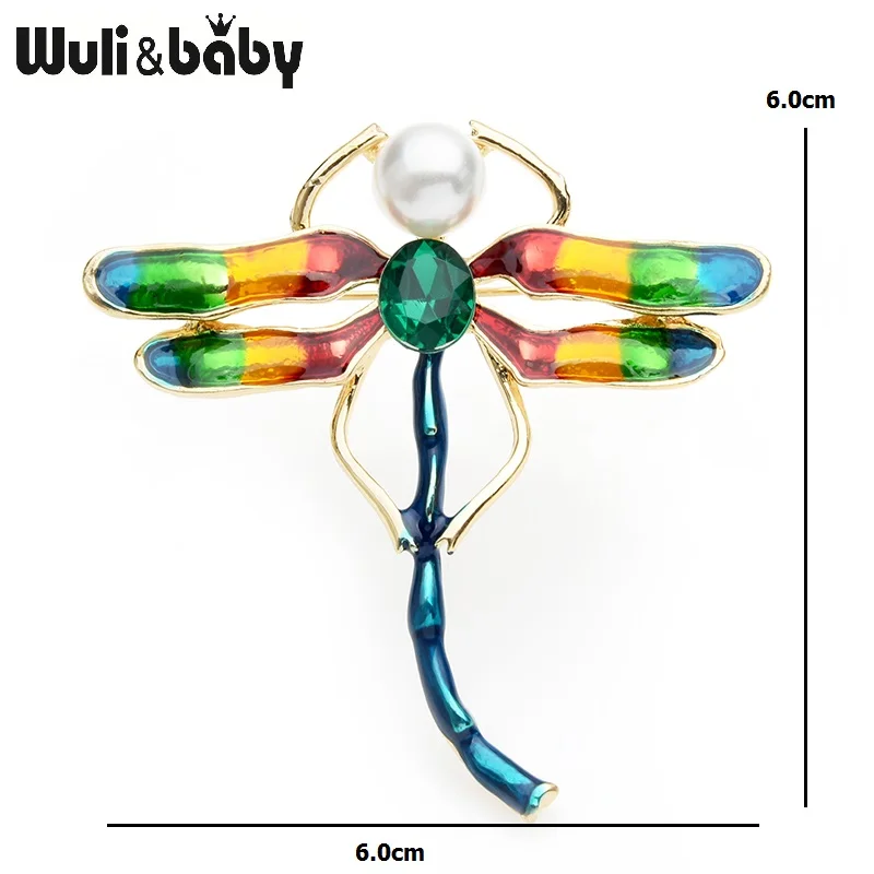 Wuli&ampbaby зеленая эмалированная стрекоза броши для женщин сплав насекомое