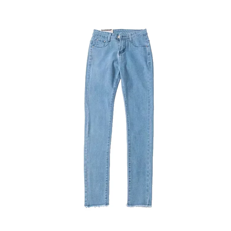 

Summer new women's casual slimmed-down high-waisted wash nine-point fur-ripped small-footed jeans vintage jeans denim jeans