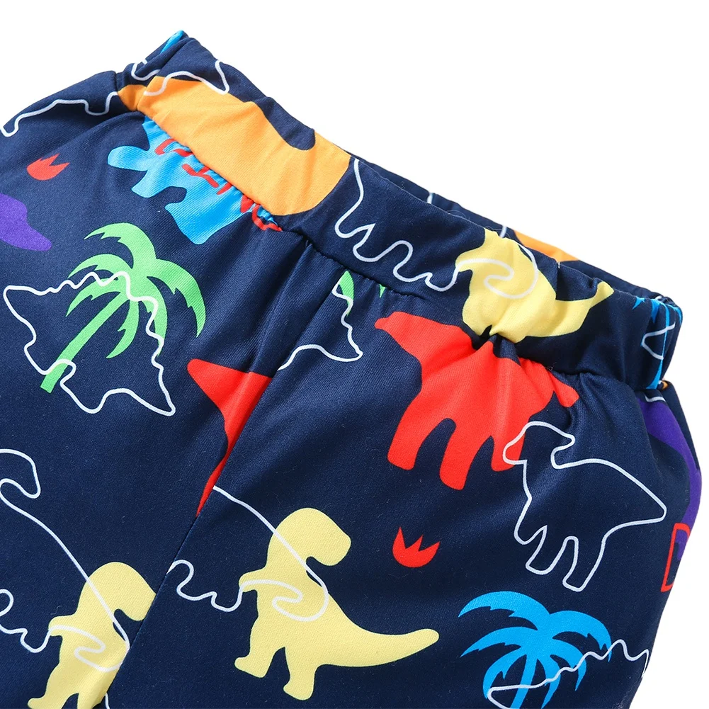 

Hot Sell Summer Children Baby Boys Clothing Set Cotton letter Print Short Sleeve Tops+ Cartoon Dinosaur Pants 2 Piece Set 1-5Y