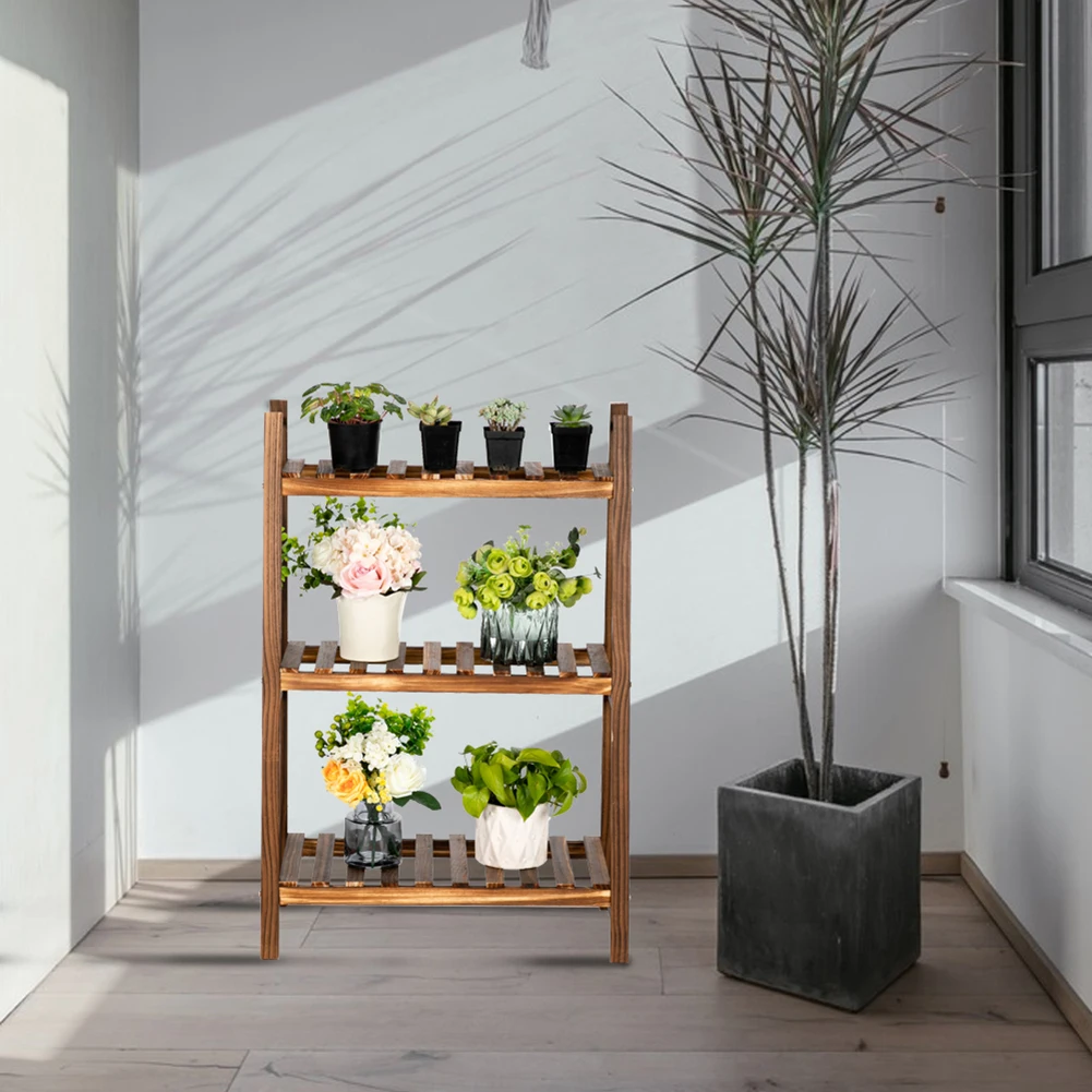 

Artisasset 3 Layers 60 Cm Long Succulent Indoor And Outdoor Multifunctional Carbonized Wood Plant Ra