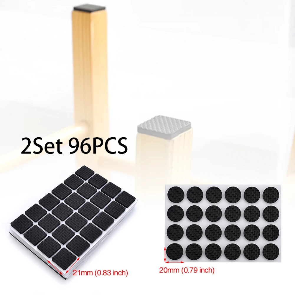 

96PCS DIY Furniture Chair Leg Pad Cushion Floor Protection Pad Round Square For Tables And Chair Legs, Lights,