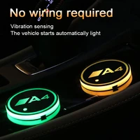 car logo led atmosphere light cup luminous coaster holder 7 colorful for audi a4 2003 2008 2009 2020 2021 type auto accessories