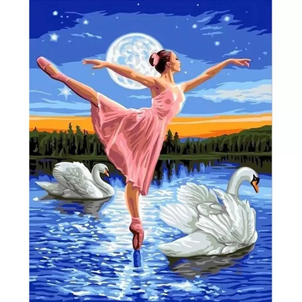 

New Full Square/Round Diamonds 5D DIY Diamond Painting Portrait "Swan Ballet Girl" 3D Embroidery Cross stitch L Home Decor Gift