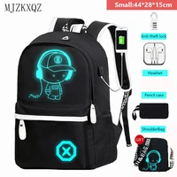children school bags backpack for men usb charging laptop rucksack kids cute luminous anime bag pack for teenage boy mochila sac
