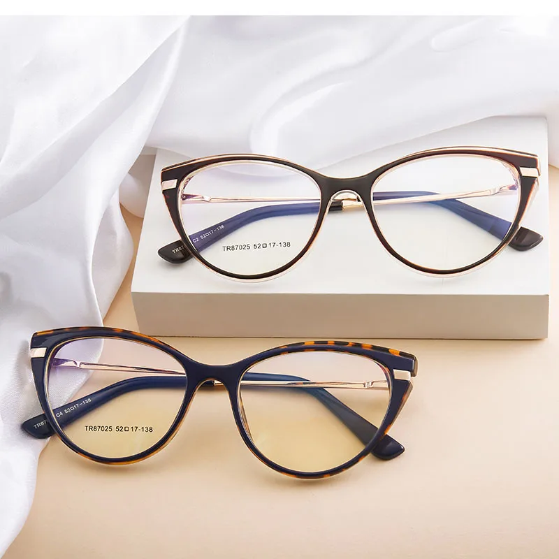 

2021 New Cat Eye Optical Frame Blue Light Blocking Glasses Computer Reading Eyewear TR90 Women Retro Fashion Glasses
