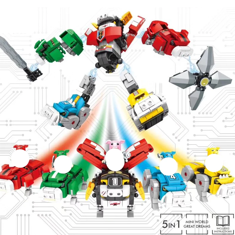5 в 1 идеи чудовище король голион Voltron Titan Робот строительные блоки классические