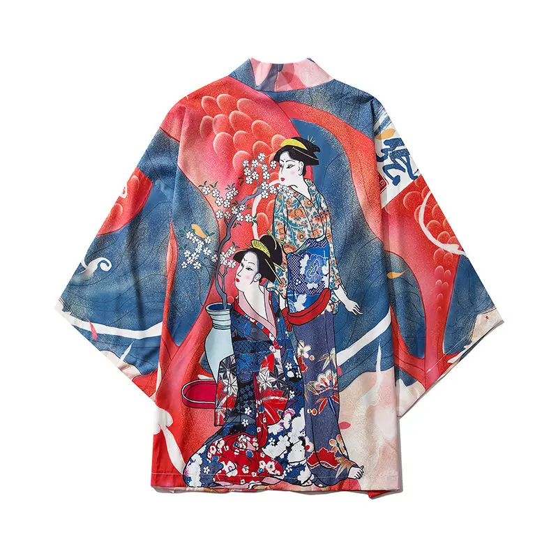 

Kimono Cardigan Men jacket Clothes Traditional Shirts Yukata Male Samurai Summer Costume Haori Beach Streetwear