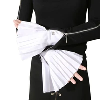 1 pair detachable sleeve cuffs shirt pleated horn flare sleeve cuffs over sleeve 2020 new fashion white black blue