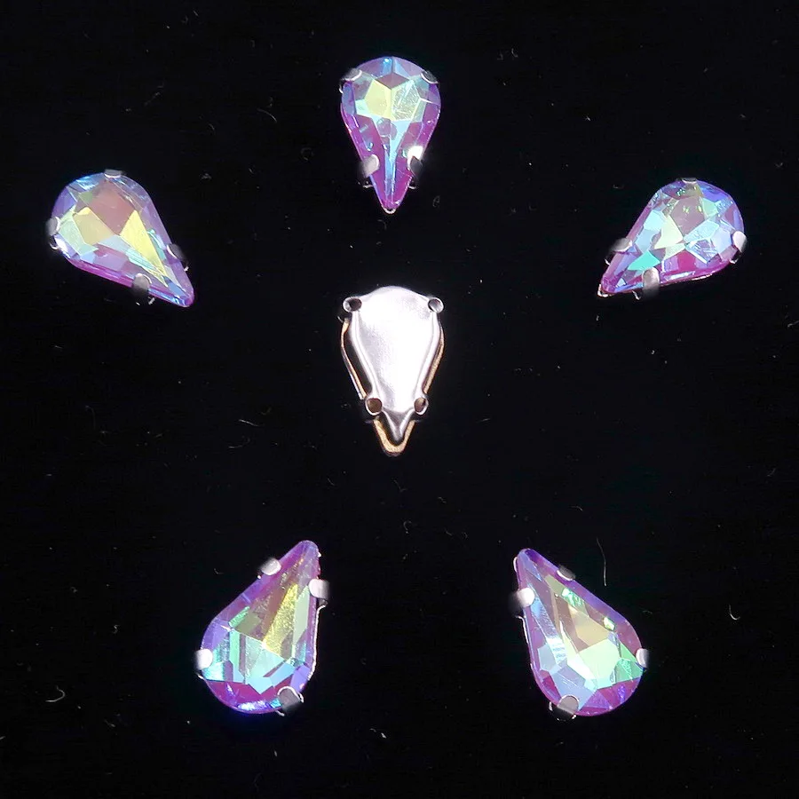 A37 Lt Amethyst AB Стеклянные хрустальные серебряные коготки 3*6 мм 6*10 мм 8*13 мм форма капли воды груша необычные цвета смешанные пришивные стразы бусины ручной работы diy - Цвет: A37 Lt Amethyst AB