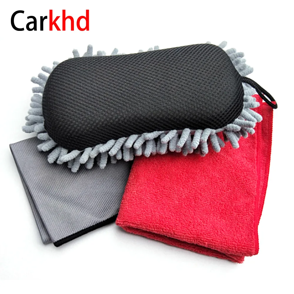 

3 шт./компл. Набор для очистки автомойки 8-образный губчатый блок синели, красное 40*40 декоративное вязаное полотенце, 35*35 специальное полотенц...