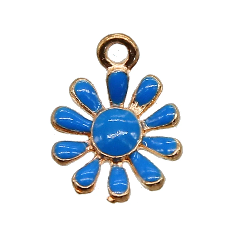10pcs / pack purple blue chrysanthemum flower enamel pendant DIY bracelet accessories necklace craft wholesale | Украшения и