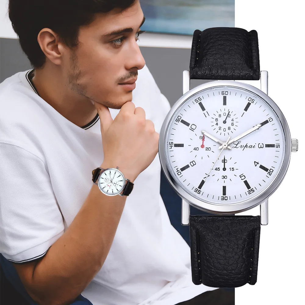 

Brand Luxury Casual Leather strap watch Numerals Quartz Analog Wrist Watch Unisex Sport Watch Fashion Date Clock Reloj Hombre