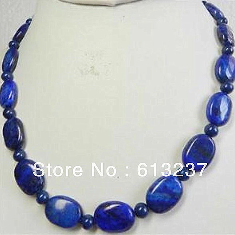 Женское колье с овальным лазуритом и натуральным камнем 13x18 мм вечерние