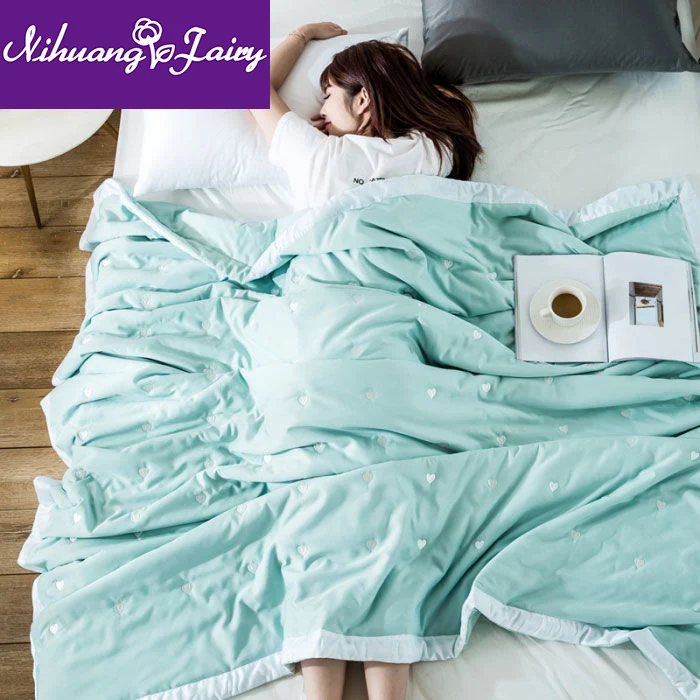 Летнее крутое одеяло Tencel двойное тонкое для весны и осени летнее моющееся