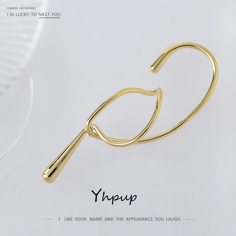 Серьги-каффы женские Yhpup металлические золотистого цвета без пирсинга 1 шт. |