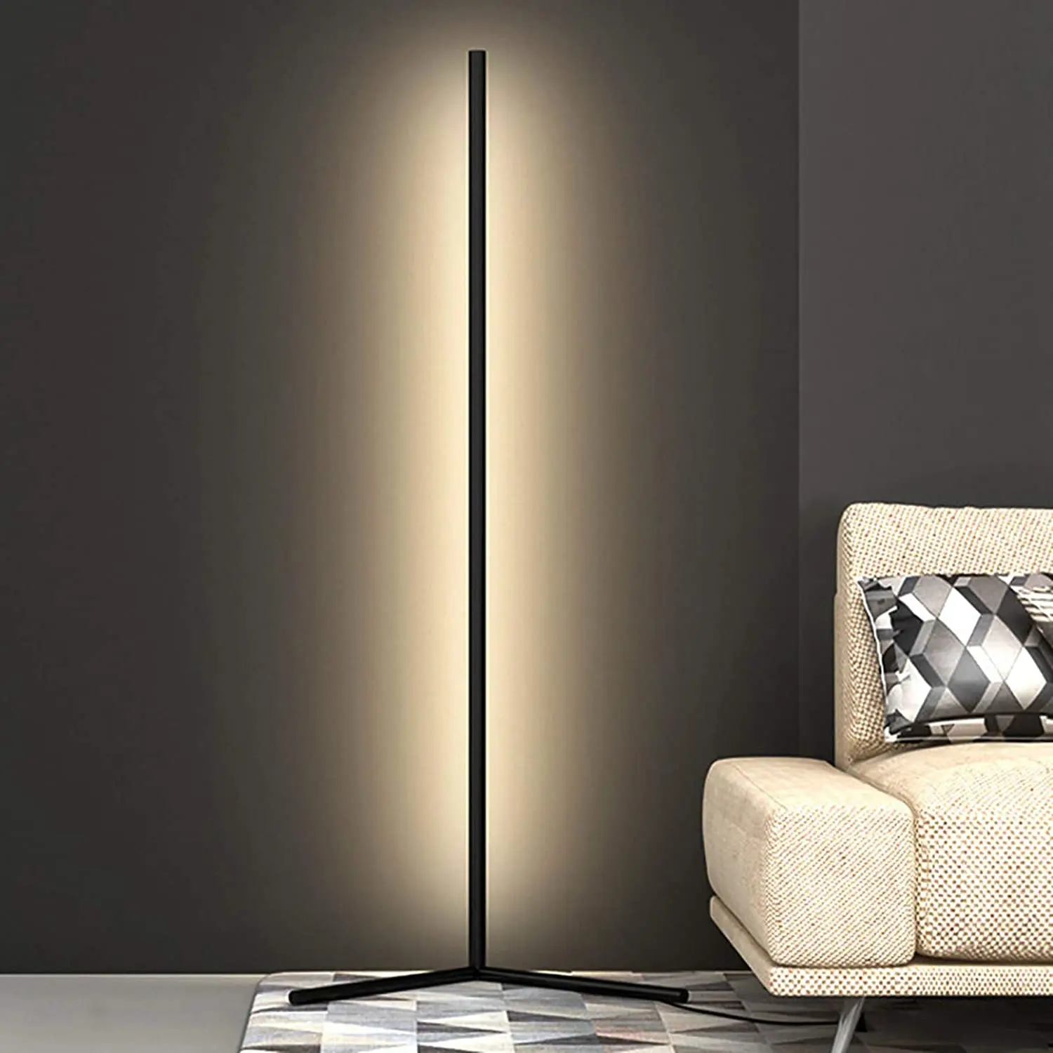 

Corner Floor Lamp Warm White Decoration Standing Led for Living Room Night Decor Modern Light Minimal Design Remote Control