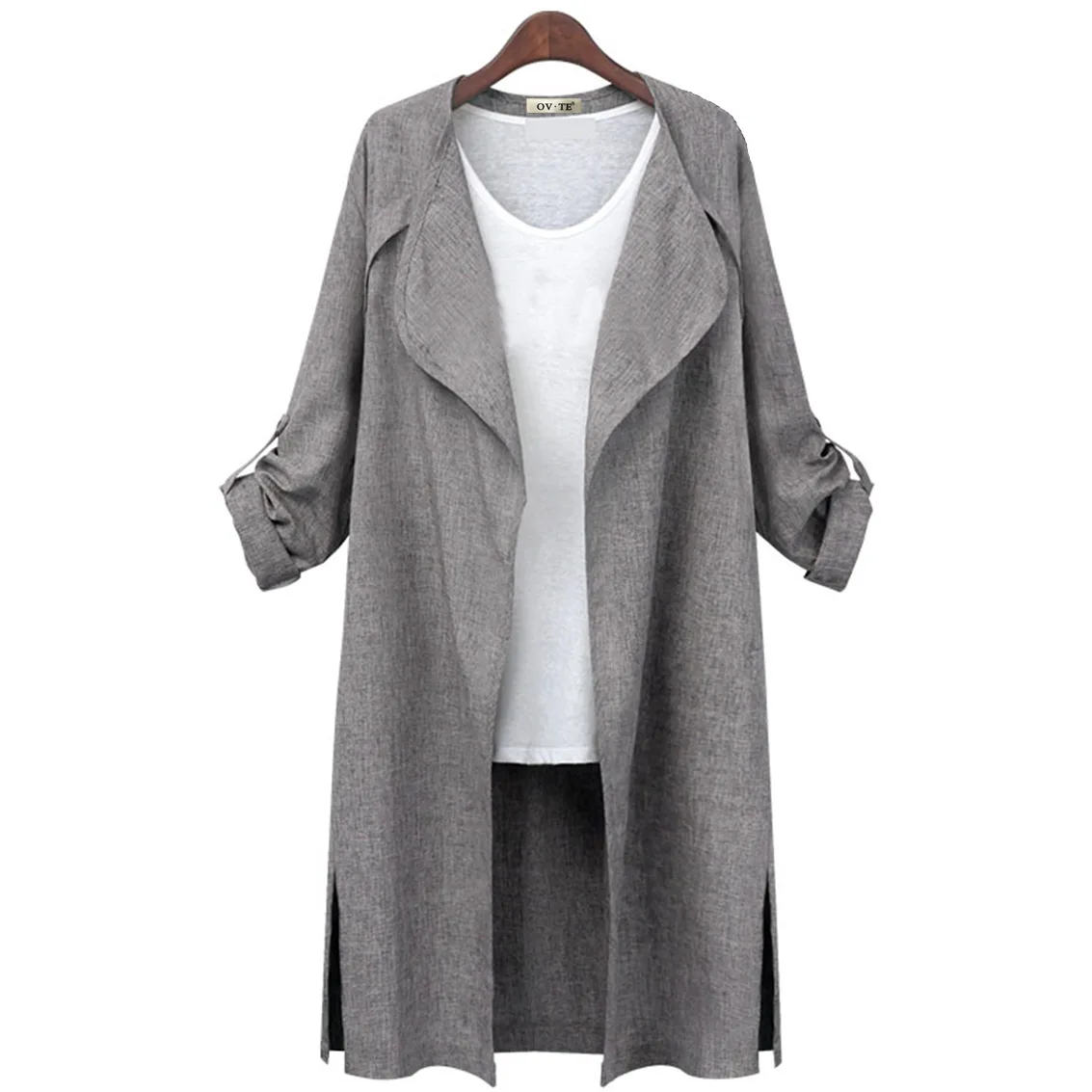 

Женский тренчкот весна-осень куртка с длинным рукавом свободный тренчкот средней длины с поясом Женская модная уличная одежда тренчкот