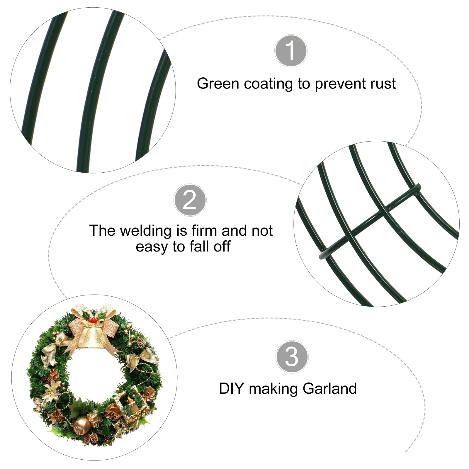 5Pcs Iron Wreath Frame Round Wire Making Ring DIY Macrame Floral Crafts |