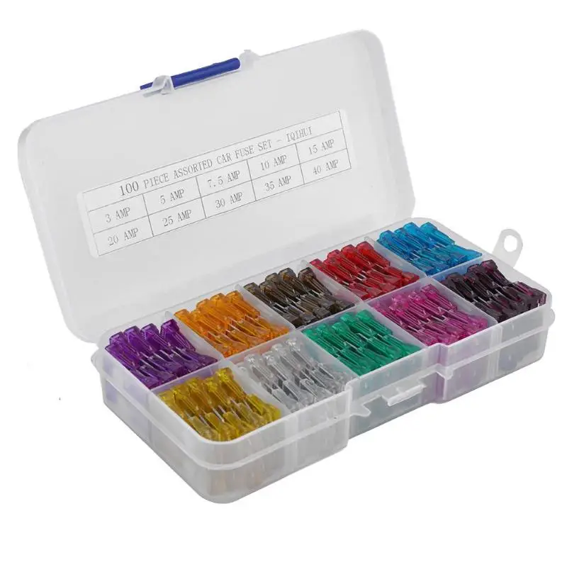 100 шт Стандартные плавкие предохранители средние держатели предохранителей цвет