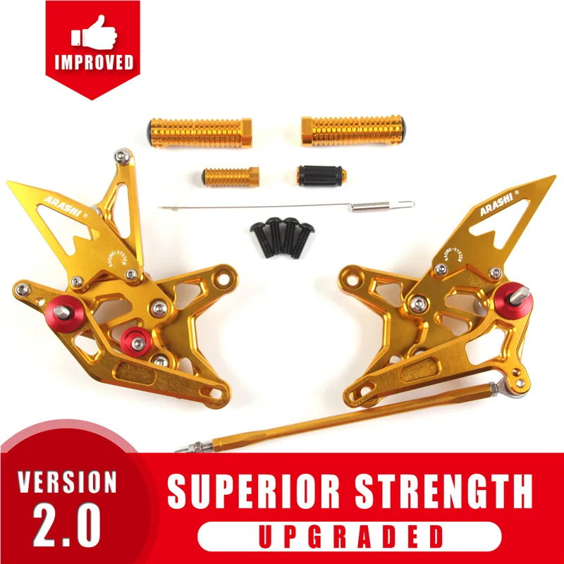 Gold Араши подножка мотоциклиста для HONDA CBR600RR регулируемые Задние подножки CBR 600 RR 2007 2008 задний упор для ног CBR 600RR 07 08 CNC - Цвет: Gold