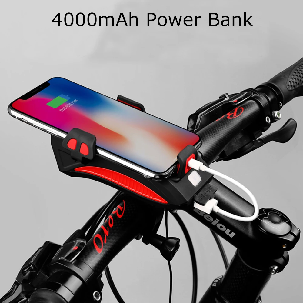 Многофункциональным велосипед светильник USB Перезаряжаемые спереди 4000 мА/ч