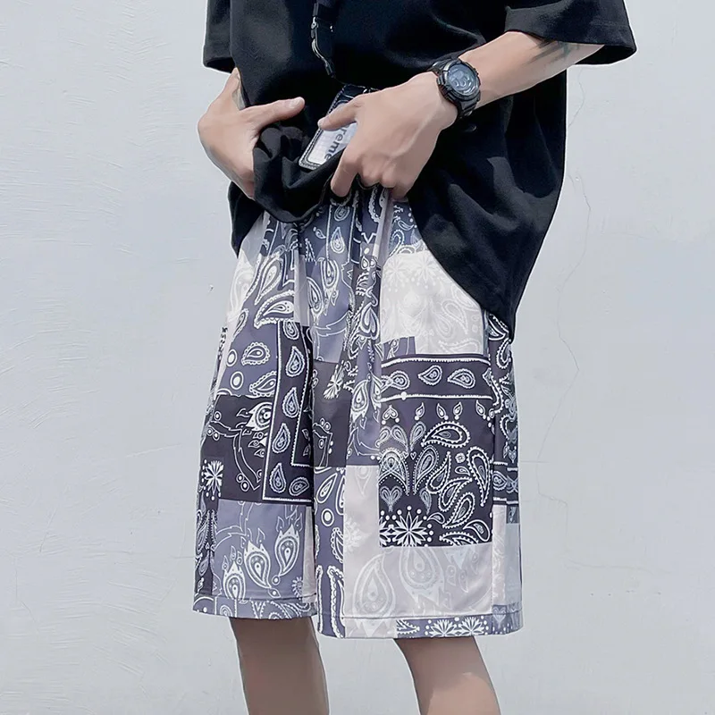 

Japanese casual large men's shorts summer trend trendy brand middle waistband loose new short pants men's pants 2021