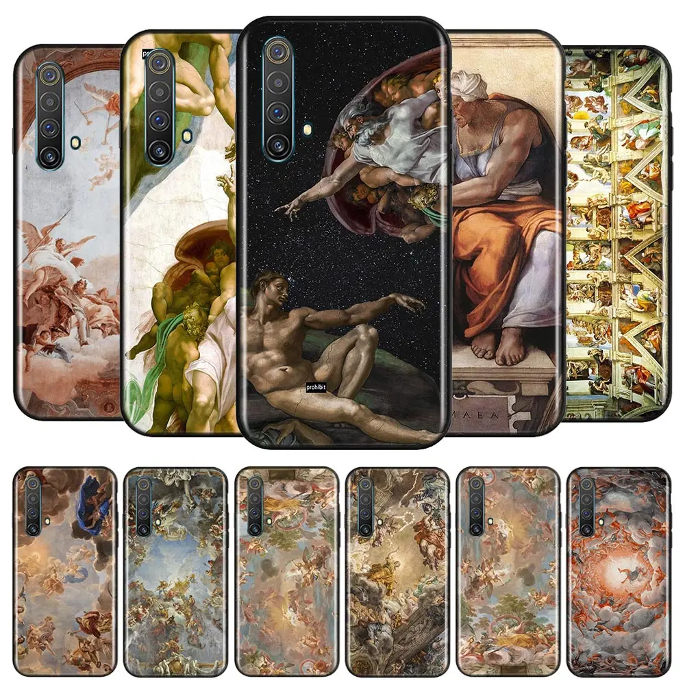 

Art Fresco Michelangelo For OPPO A74 A94 A93 A73 A53 A32 A31 A72 A12E A12 A11 A9 A5 2020 5G AX7 Black Soft TPU Phone Case