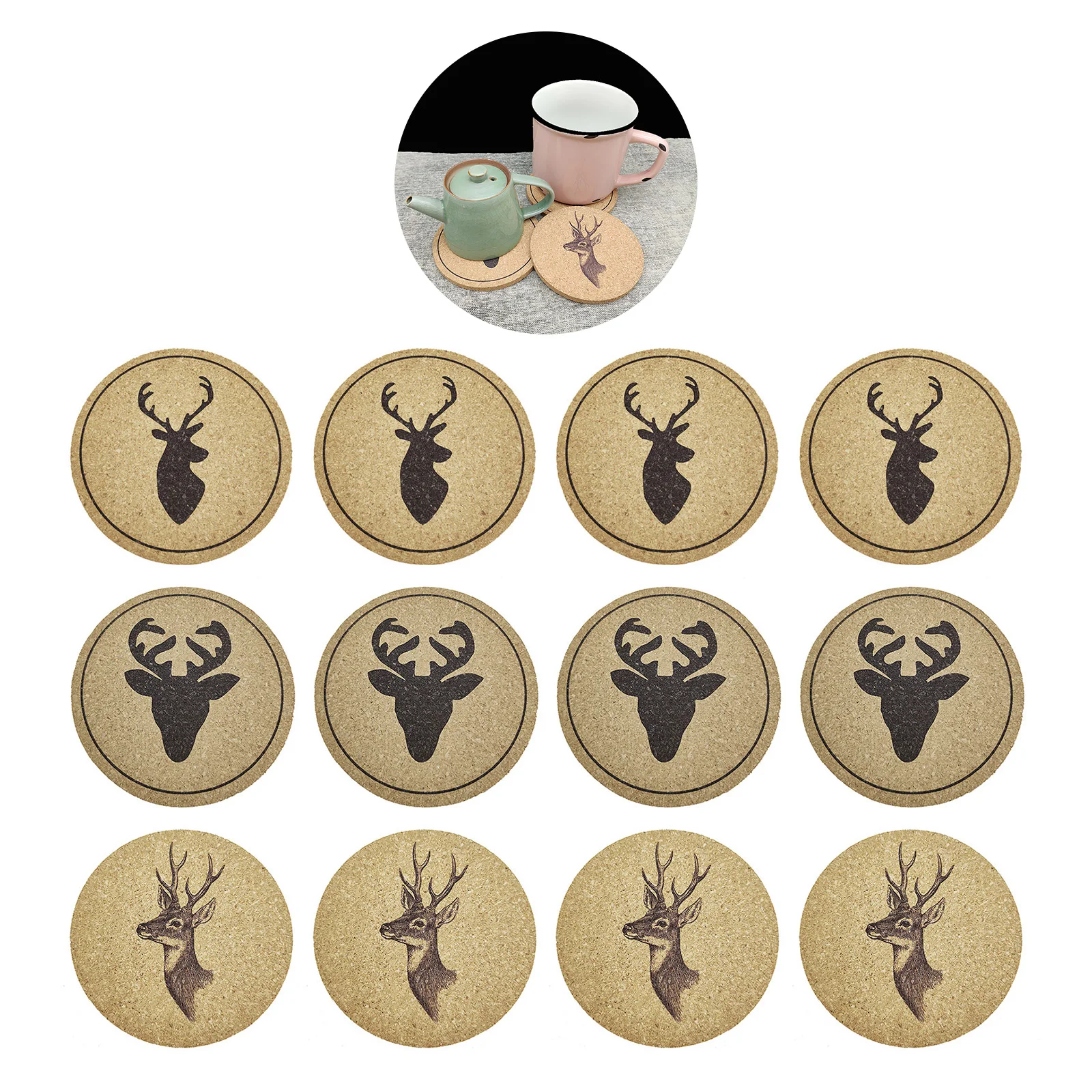 

12pcs Round Cork Coaster Coffee Drink Tea Cup Mat Placemat Party Creative Table Mat Decoration