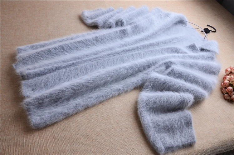 Женский Теплый удлиненный кардиган с воротником из меха норки и кашемира зимний