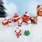 Рождественское украшение, фигурки Санта, Рождественская елка, сказочное украшение для сада, модель снежного ландшафта, украшения, статуэтки из смолы, миниатюры